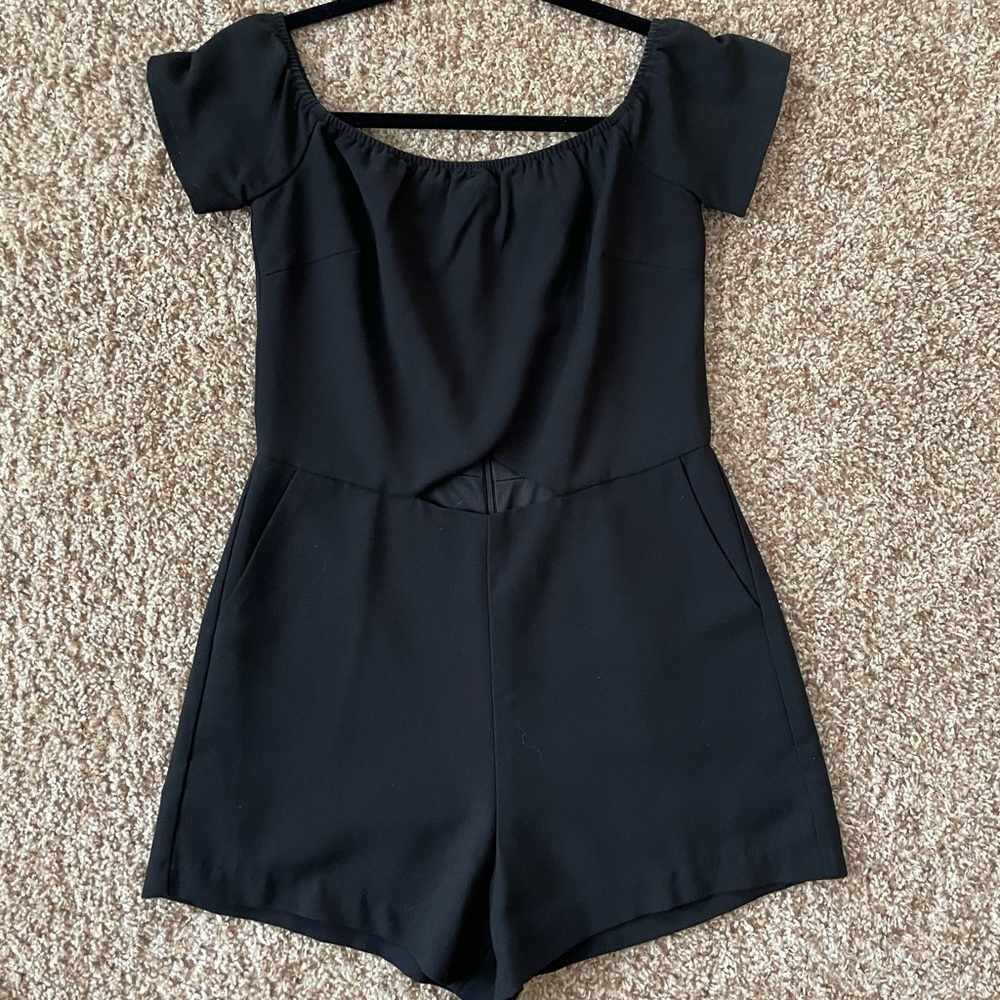 Off the shoulder black romper!